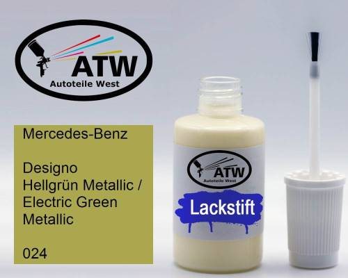 Mercedes-Benz, Designo Hellgrün Metallic / Electric Green Metallic, 024: 20ml Lackstift, von ATW Autoteile West.